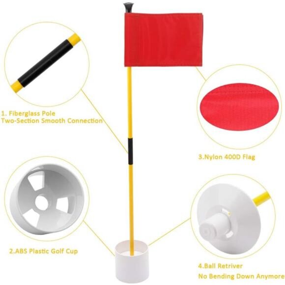 Golf Flagstick Mini,Putting Green Flag for Yard,All 3 Feet,Double-Sided Numbered - Picture 2 of 7